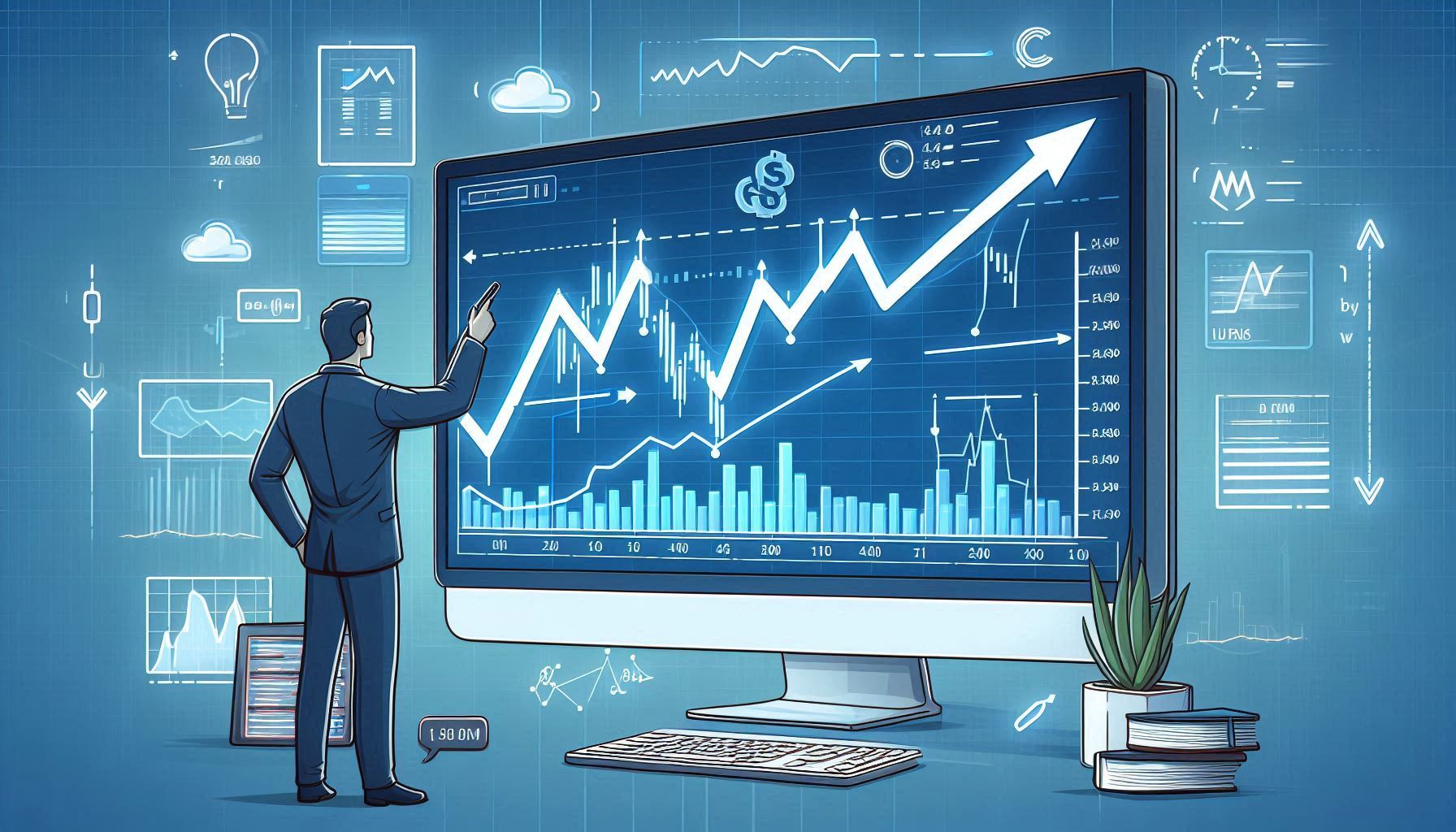 A person looking at the chart of the growth of algo trading